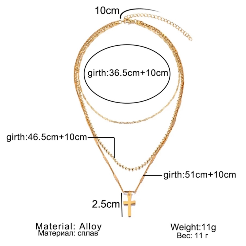 Goldtone Layered Cross Necklace - Picture 3 of 8